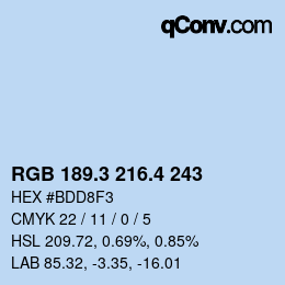 カラーコード: RGB 189.3 216.4 243 | qconv.com