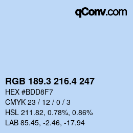 カラーコード: RGB 189.3 216.4 247 | qconv.com