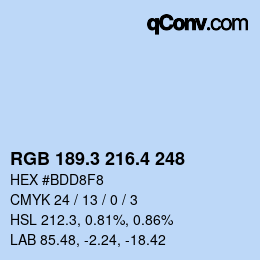 カラーコード: RGB 189.3 216.4 248 | qconv.com