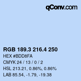 カラーコード: RGB 189.3 216.4 250 | qconv.com