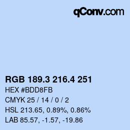 カラーコード: RGB 189.3 216.4 251 | qconv.com