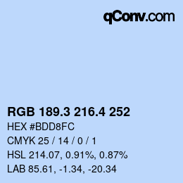 カラーコード: RGB 189.3 216.4 252 | qconv.com