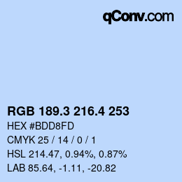 カラーコード: RGB 189.3 216.4 253 | qconv.com
