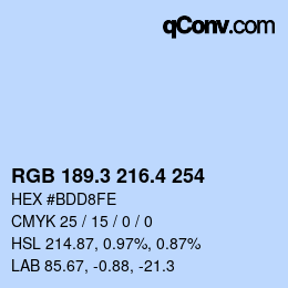 カラーコード: RGB 189.3 216.4 254 | qconv.com