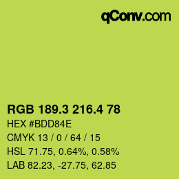 カラーコード: RGB 189.3 216.4 78 | qconv.com