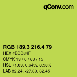 カラーコード: RGB 189.3 216.4 79 | qconv.com