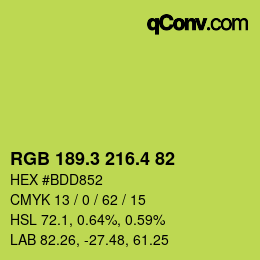 カラーコード: RGB 189.3 216.4 82 | qconv.com