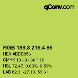 カラーコード: RGB 189.3 216.4 86 | qconv.com