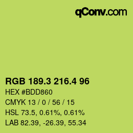 カラーコード: RGB 189.3 216.4 96 | qconv.com