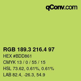 カラーコード: RGB 189.3 216.4 97 | qconv.com