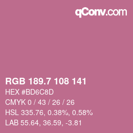 カラーコード: RGB 189.7 108 141 | qconv.com