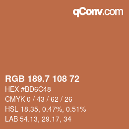 カラーコード: RGB 189.7 108 72 | qconv.com
