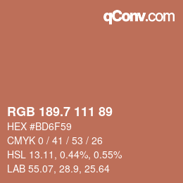 カラーコード: RGB 189.7 111 89 | qconv.com