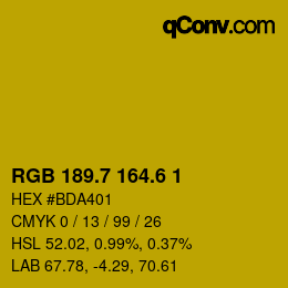 カラーコード: RGB 189.7 164.6 1 | qconv.com