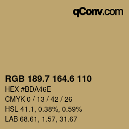 カラーコード: RGB 189.7 164.6 110 | qconv.com