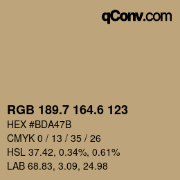 カラーコード: RGB 189.7 164.6 123 | qconv.com