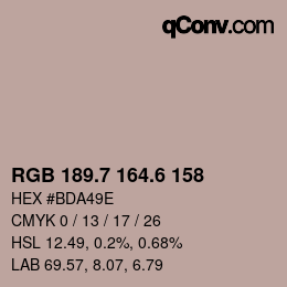 カラーコード: RGB 189.7 164.6 158 | qconv.com