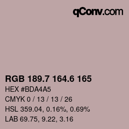 カラーコード: RGB 189.7 164.6 165 | qconv.com