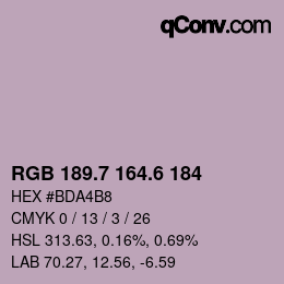 カラーコード: RGB 189.7 164.6 184 | qconv.com