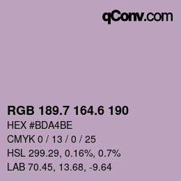 カラーコード: RGB 189.7 164.6 190 | qconv.com