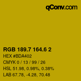 カラーコード: RGB 189.7 164.6 2 | qconv.com
