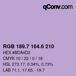 カラーコード: RGB 189.7 164.6 210 | qconv.com