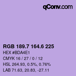 カラーコード: RGB 189.7 164.6 225 | qconv.com