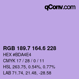 カラーコード: RGB 189.7 164.6 228 | qconv.com