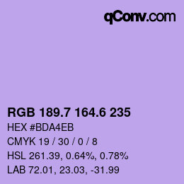 カラーコード: RGB 189.7 164.6 235 | qconv.com