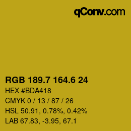 カラーコード: RGB 189.7 164.6 24 | qconv.com