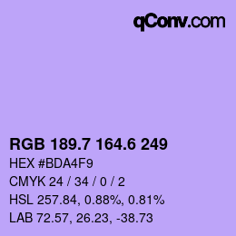 カラーコード: RGB 189.7 164.6 249 | qconv.com