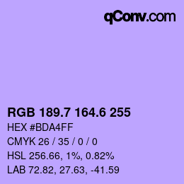 カラーコード: RGB 189.7 164.6 255 | qconv.com