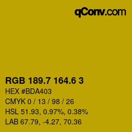 カラーコード: RGB 189.7 164.6 3 | qconv.com