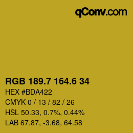 カラーコード: RGB 189.7 164.6 34 | qconv.com