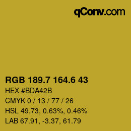 カラーコード: RGB 189.7 164.6 43 | qconv.com