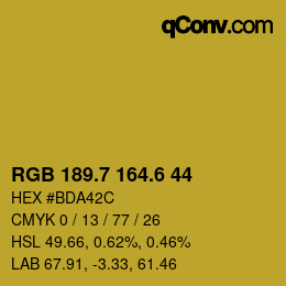 カラーコード: RGB 189.7 164.6 44 | qconv.com