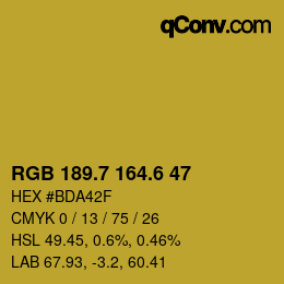 カラーコード: RGB 189.7 164.6 47 | qconv.com