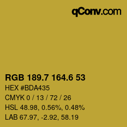 カラーコード: RGB 189.7 164.6 53 | qconv.com