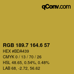 カラーコード: RGB 189.7 164.6 57 | qconv.com