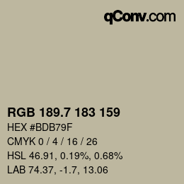 カラーコード: RGB 189.7 183 159 | qconv.com