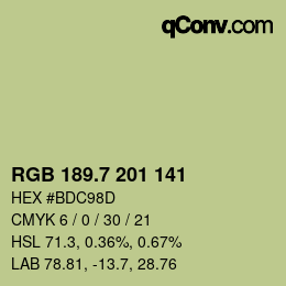 カラーコード: RGB 189.7 201 141 | qconv.com