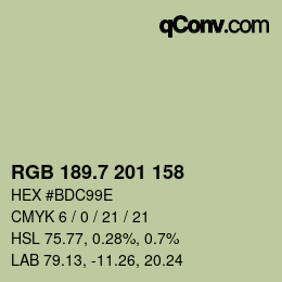 カラーコード: RGB 189.7 201 158 | qconv.com