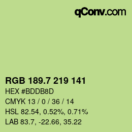 カラーコード: RGB 189.7 219 141 | qconv.com