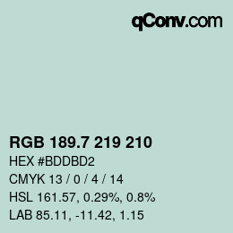 カラーコード: RGB 189.7 219 210 | qconv.com