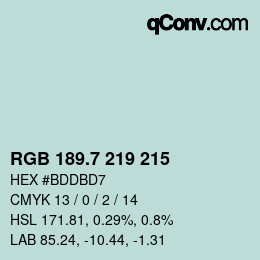 カラーコード: RGB 189.7 219 215 | qconv.com