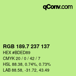 カラーコード: RGB 189.7 237 137 | qconv.com