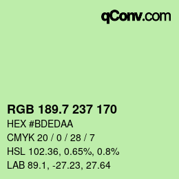 カラーコード: RGB 189.7 237 170 | qconv.com
