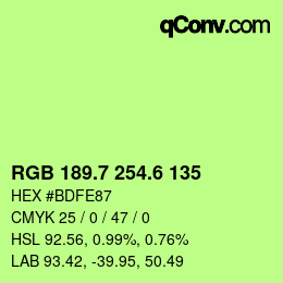 カラーコード: RGB 189.7 254.6 135 | qconv.com