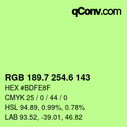カラーコード: RGB 189.7 254.6 143 | qconv.com