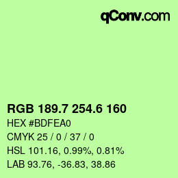 カラーコード: RGB 189.7 254.6 160 | qconv.com